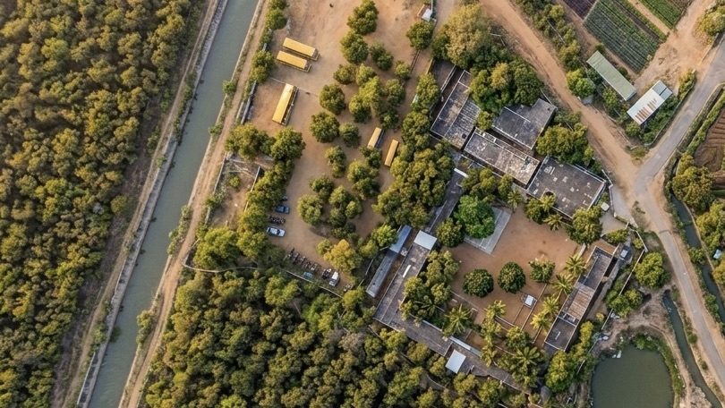Aerial view of campus