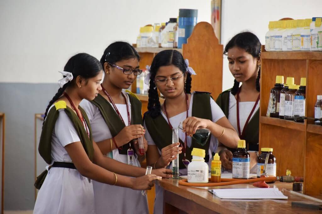 Students working in the chemistry laboratory